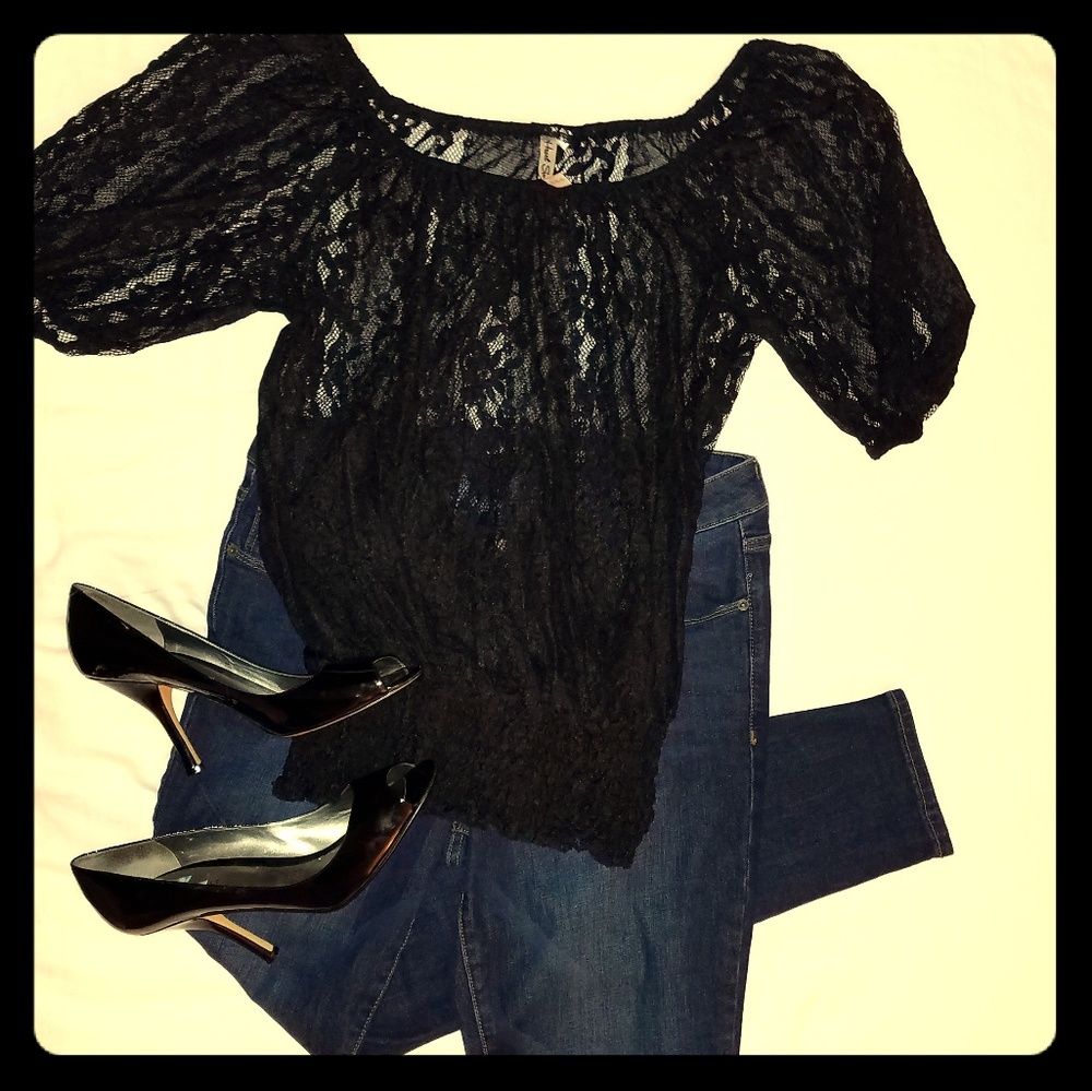 🖤Black Lace Top